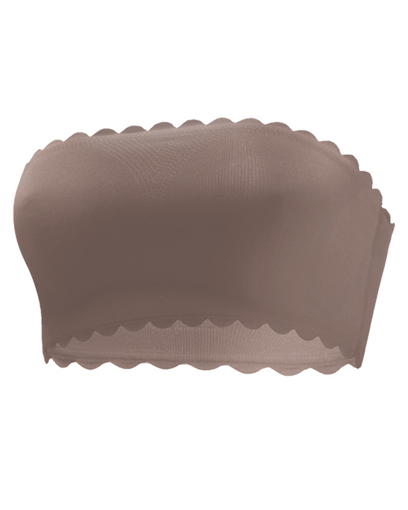 

Scallop Trim Bandeau Seamless Bra, Coffee