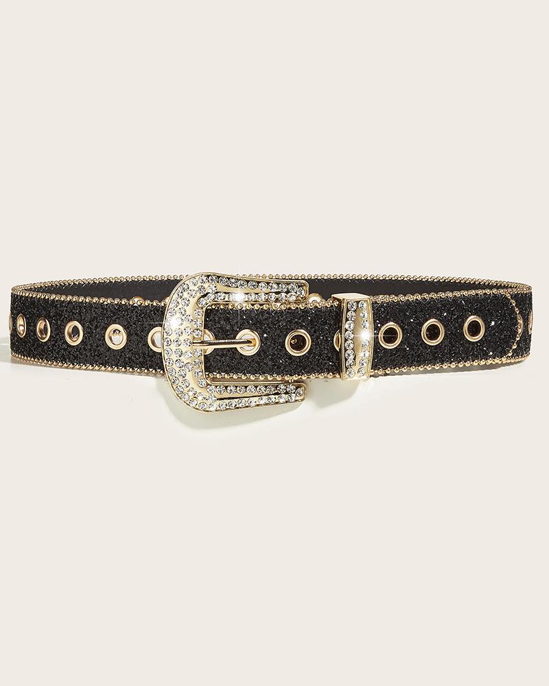 

Rhinestone Beaded Buckled Fashionable Wedding Party Gift Blet, Black