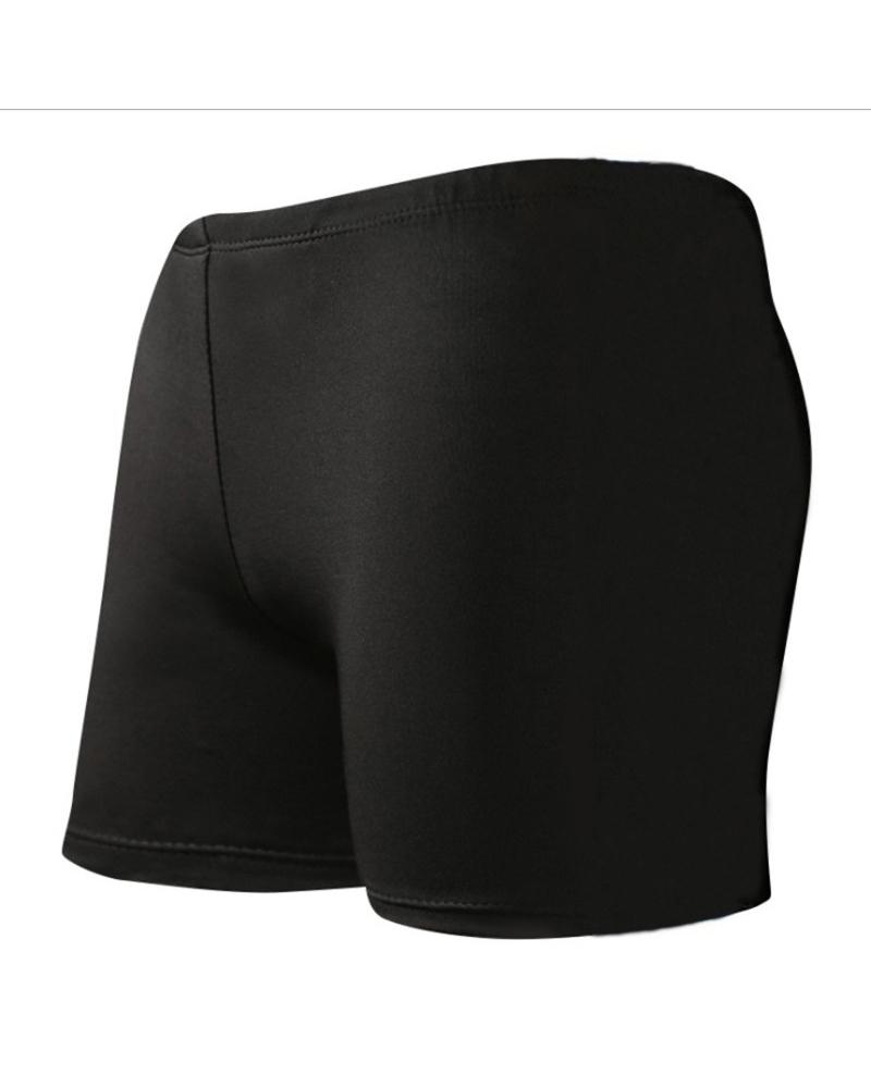 

Solid Color Skinny Swim Short Pants, Black