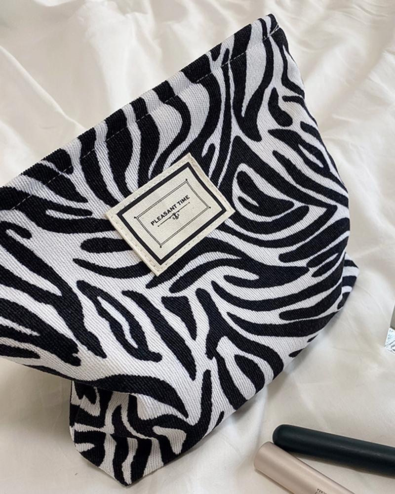 

Zebra Stripe Large Capacity Cosmetic Makeup Corduroy Travel Toiletry Bag Accessories Organizer, Style2