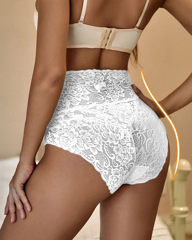 

Breathable Butt Lifting Lace Panty, White