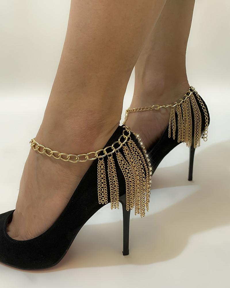

Tassel Design Chain Anklet, Gold