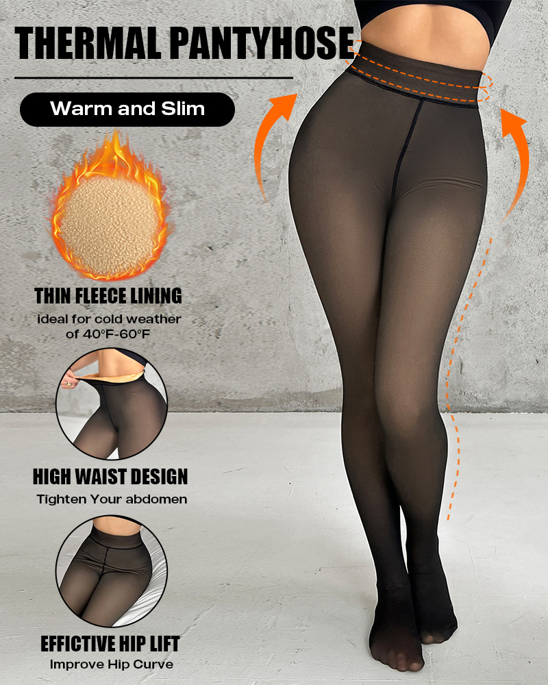 

ChicMe ShapeLift 2-Piece Magic Fleece Lined Leggings Tight Thin Fleece Thermal Pantyhose Warm Leggings（Size Regular/Large/Extra Large）, Style1