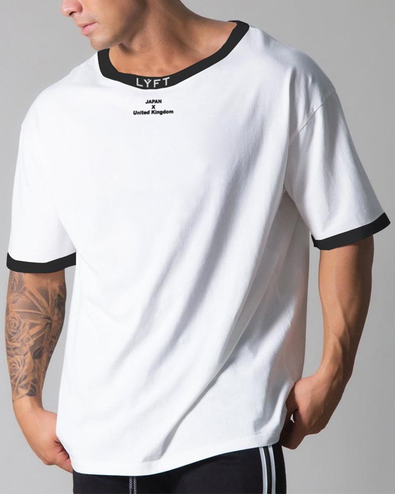 

Color Border Short Sleeve T-shirts, White