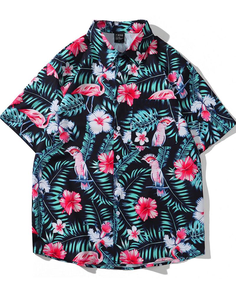 

Hawaii Style All Over Print Short Sleeve T-shirt, Black