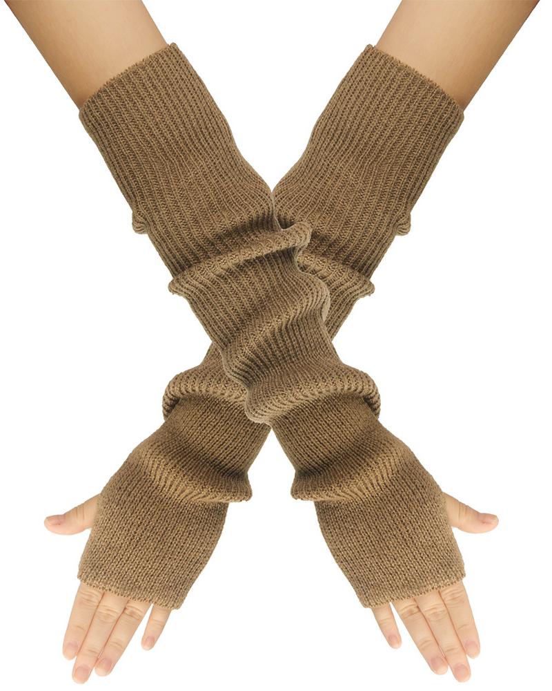

1Pair Warm Knit Fingerless Gloves, Khaki