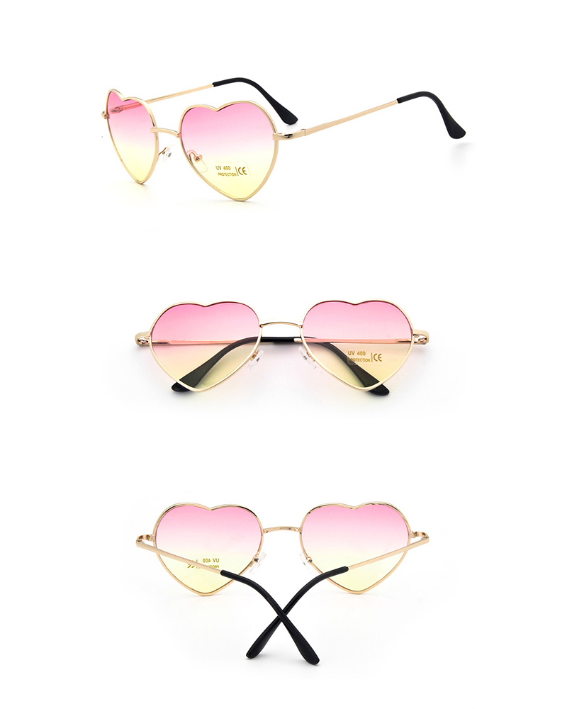 

1Pair Heart Shaped Rimless Clear Ocean Lenses Sunglasses, Pink