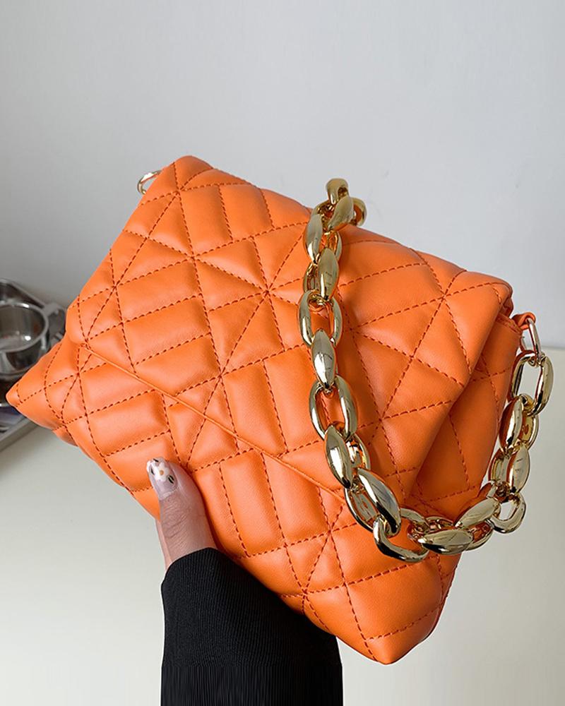 Quilted Chain Strap Flap Shoulder Bag