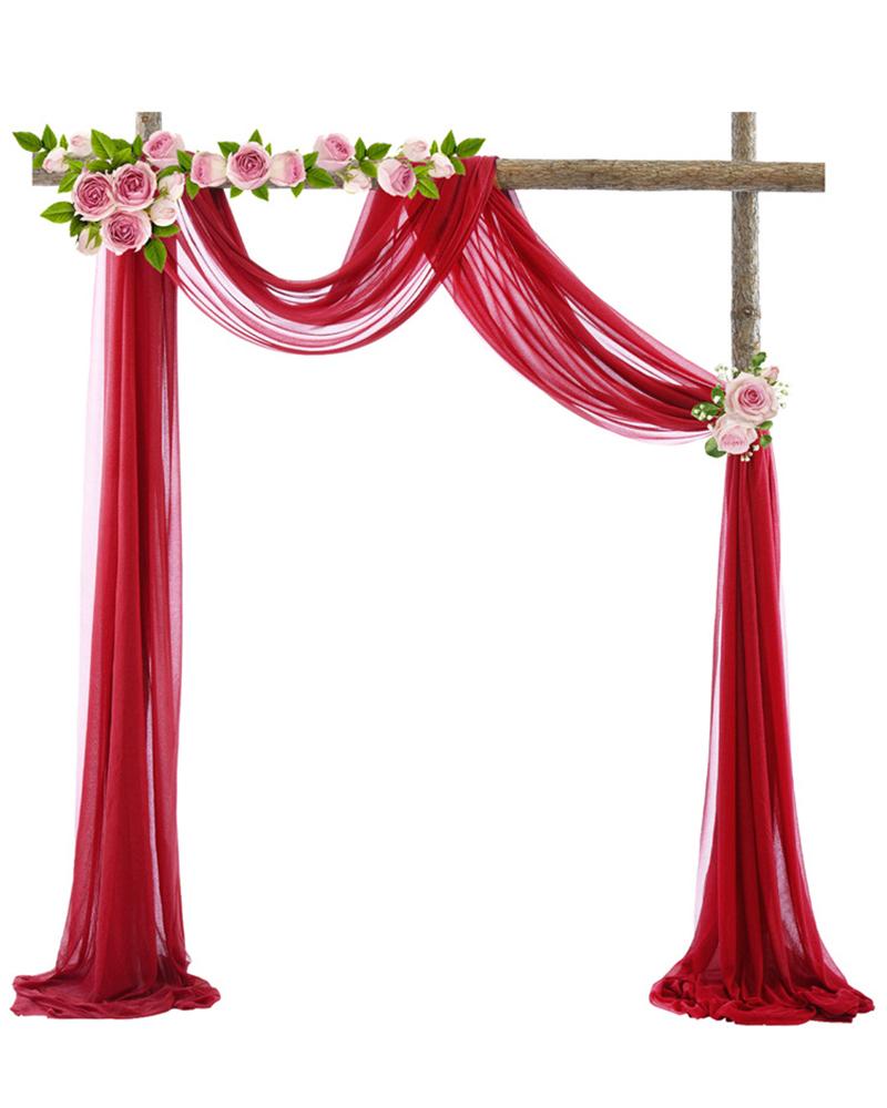 

1pc Wedding Arch Tulle Fabric Background Decoration Draping Curtain Birthday Party Supplies Ceremony Reception Hanging Wall Decor, Red