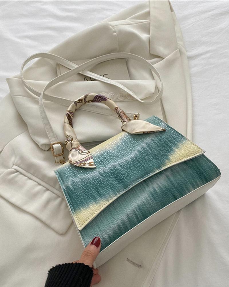 

Tie Dye Print Square Crossbody Bag With Handle, White