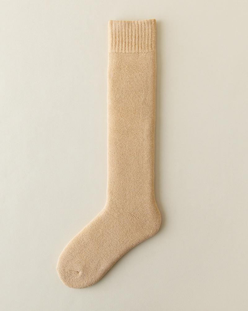 

1Pair Winter Fuzzy Thermal Over-The-Calf Socks, Nude