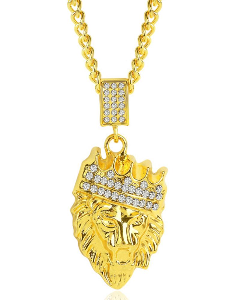 

1pcs Rhinestone Heart Plant Letter Figure Pendant Chain Necklace, Style1