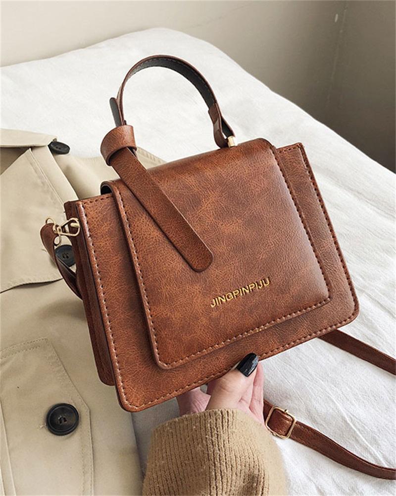 

Flap Crossbody Bag With Handle, Brown