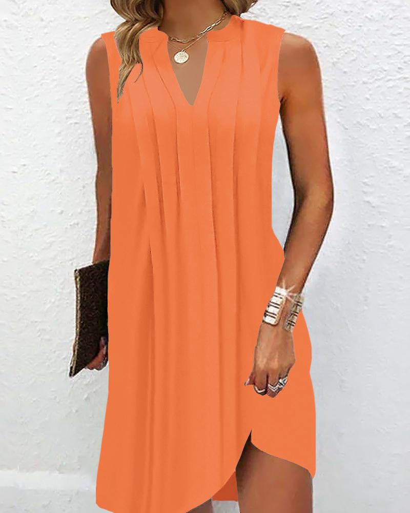 

Notch Neck Ruched Casual Dress, Orange