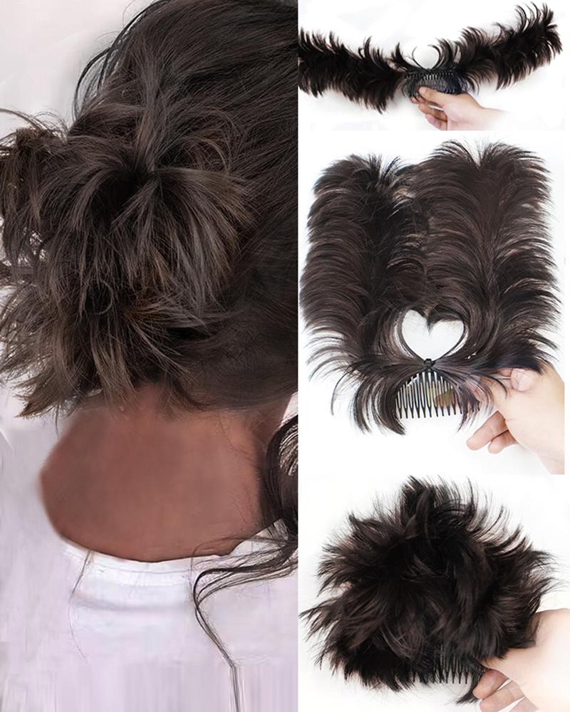 

Synthetic Messy Hair Bun Hairpiece Side Comb Clip Updo Ponytail Hair Extension, Style2