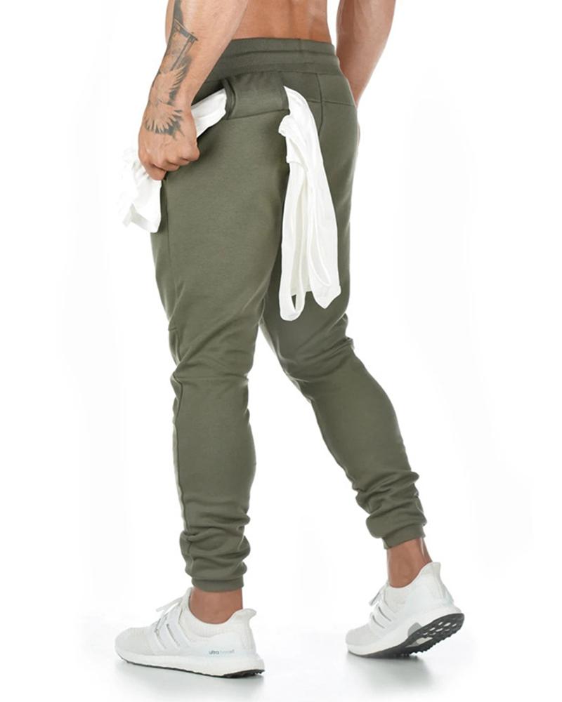 

Solid Skinny Drawstring Cargo Pants, Green