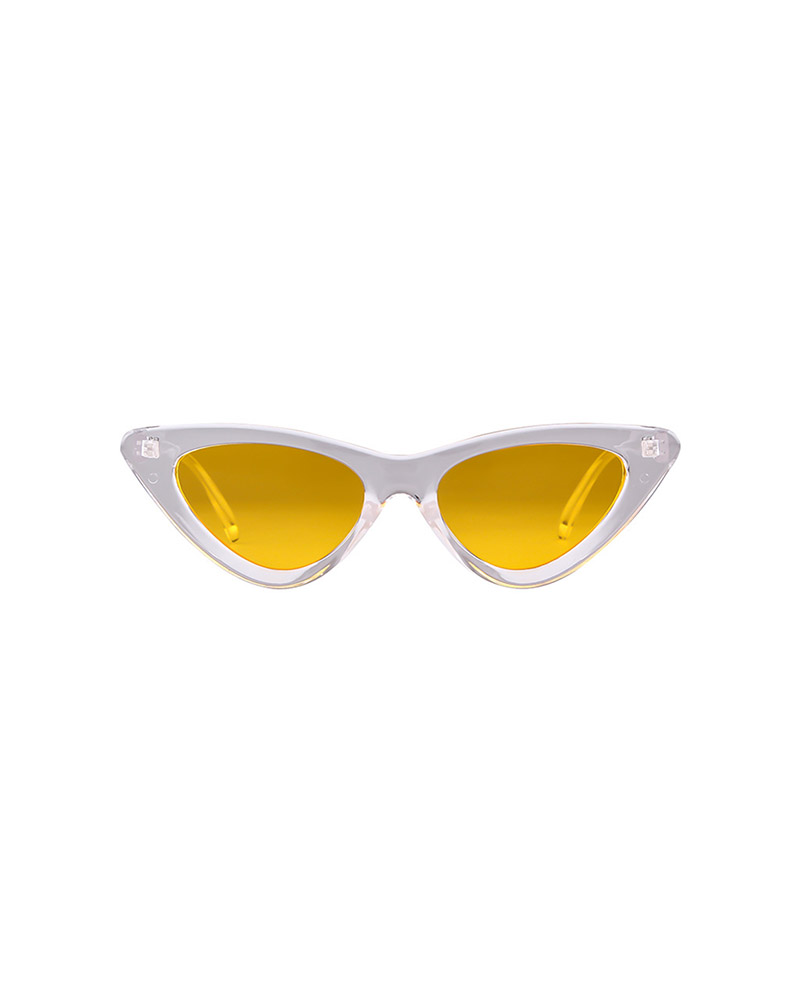 

1Pair Tinted Lens Retro Cat Eye Frame Sunglasses, Yellow