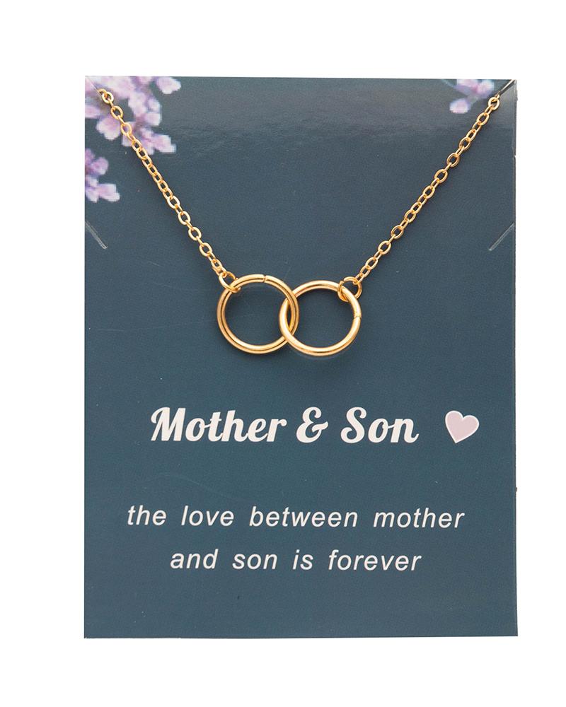 

1pc Mother's Day Gift Double Ring Pendent Necklace, Gold