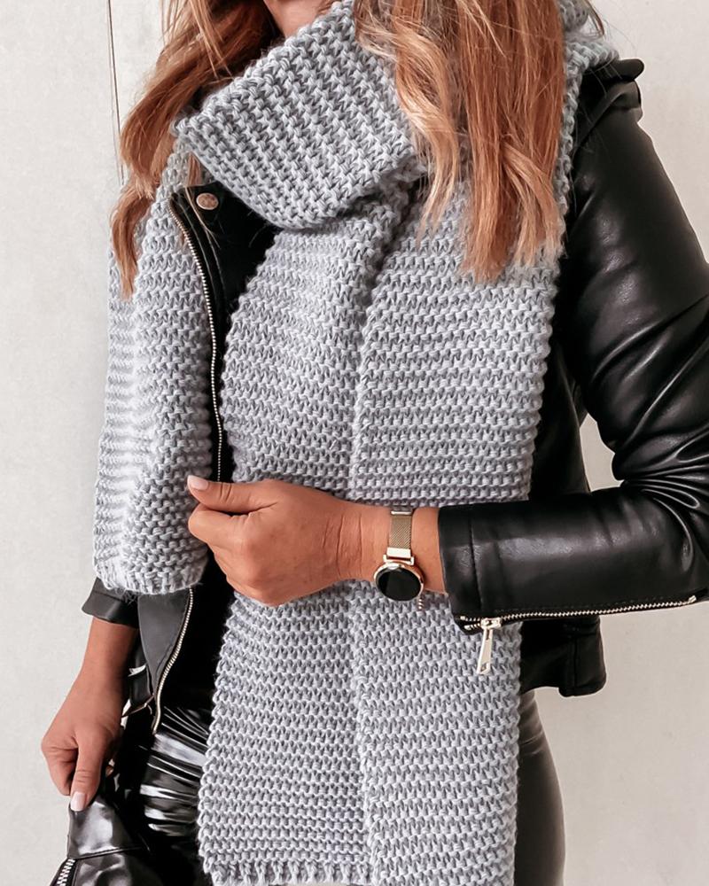 

Plain Knit Casual Scarf, Gray