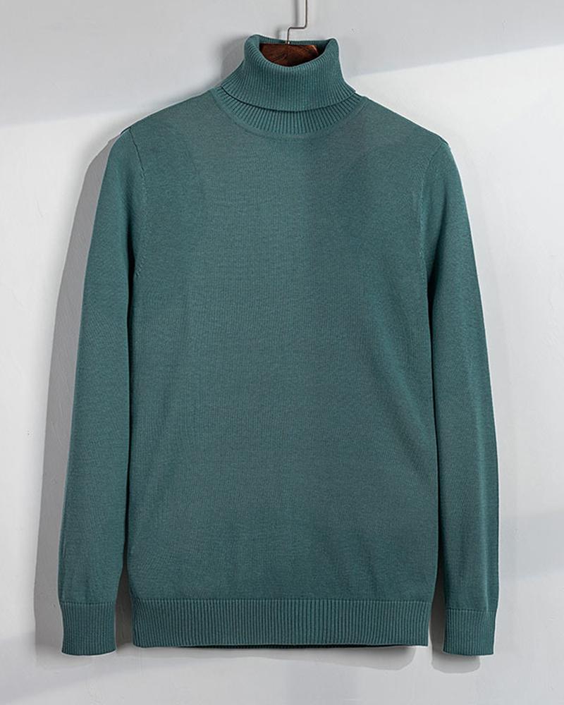 

Solid Loose Long Sleeve Knitted Sweater, Green