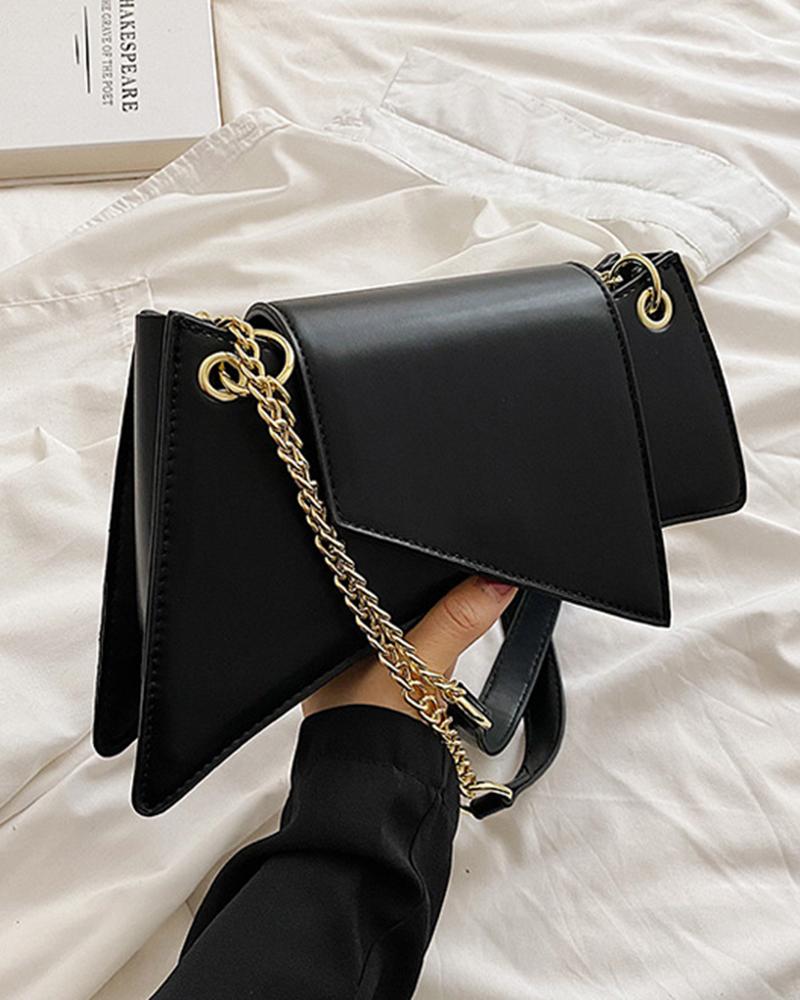 

Chain Strap Asymmetrical Shoulder Bag, Black