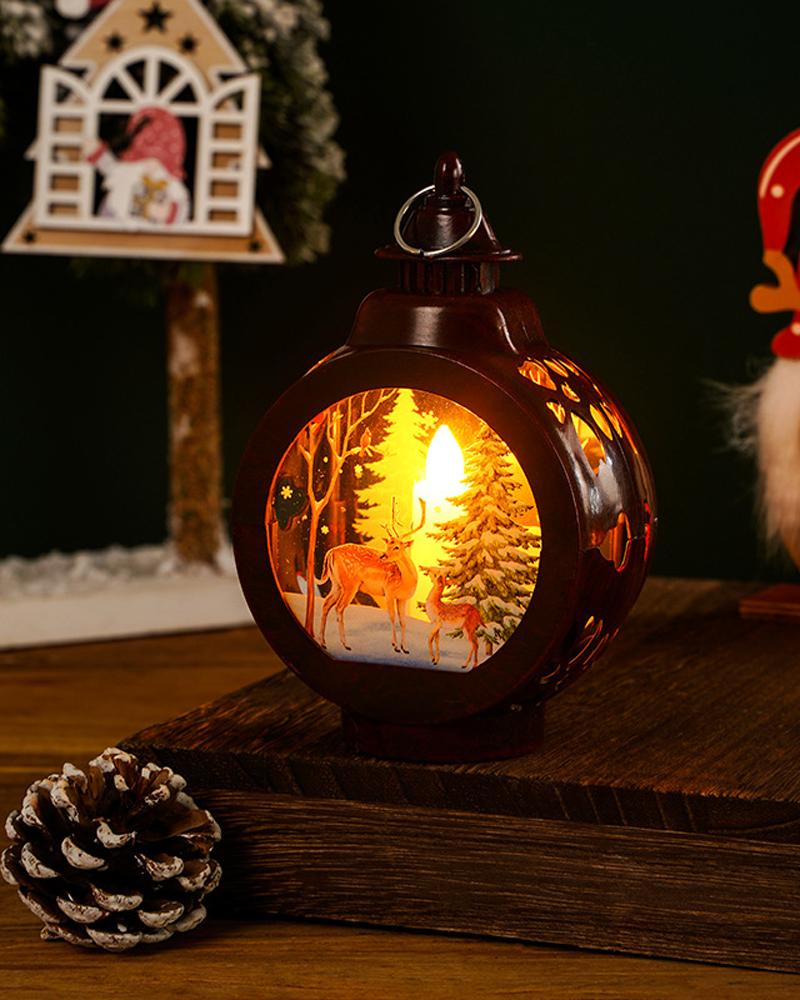 

1pc Christmas Flameless Candle Battery Operated Lamp LED Lighted Candle Lantern Christmas Party Ornament Home Decoration, Style5