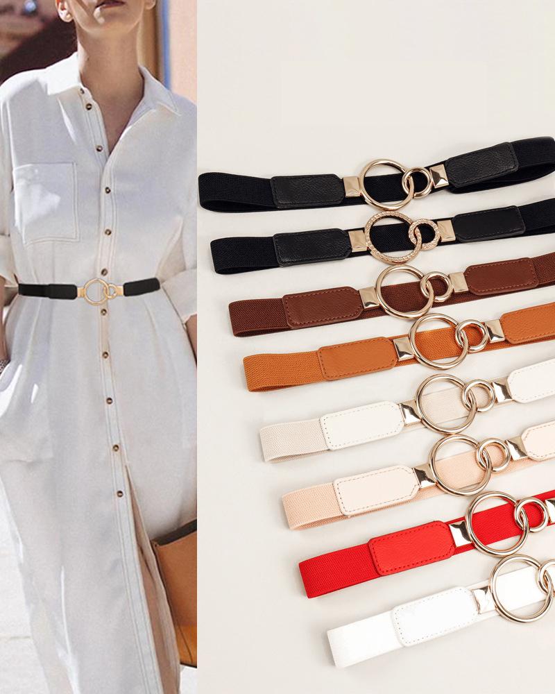 

O-Ring Elastic Waist Fashionable Belt, Black