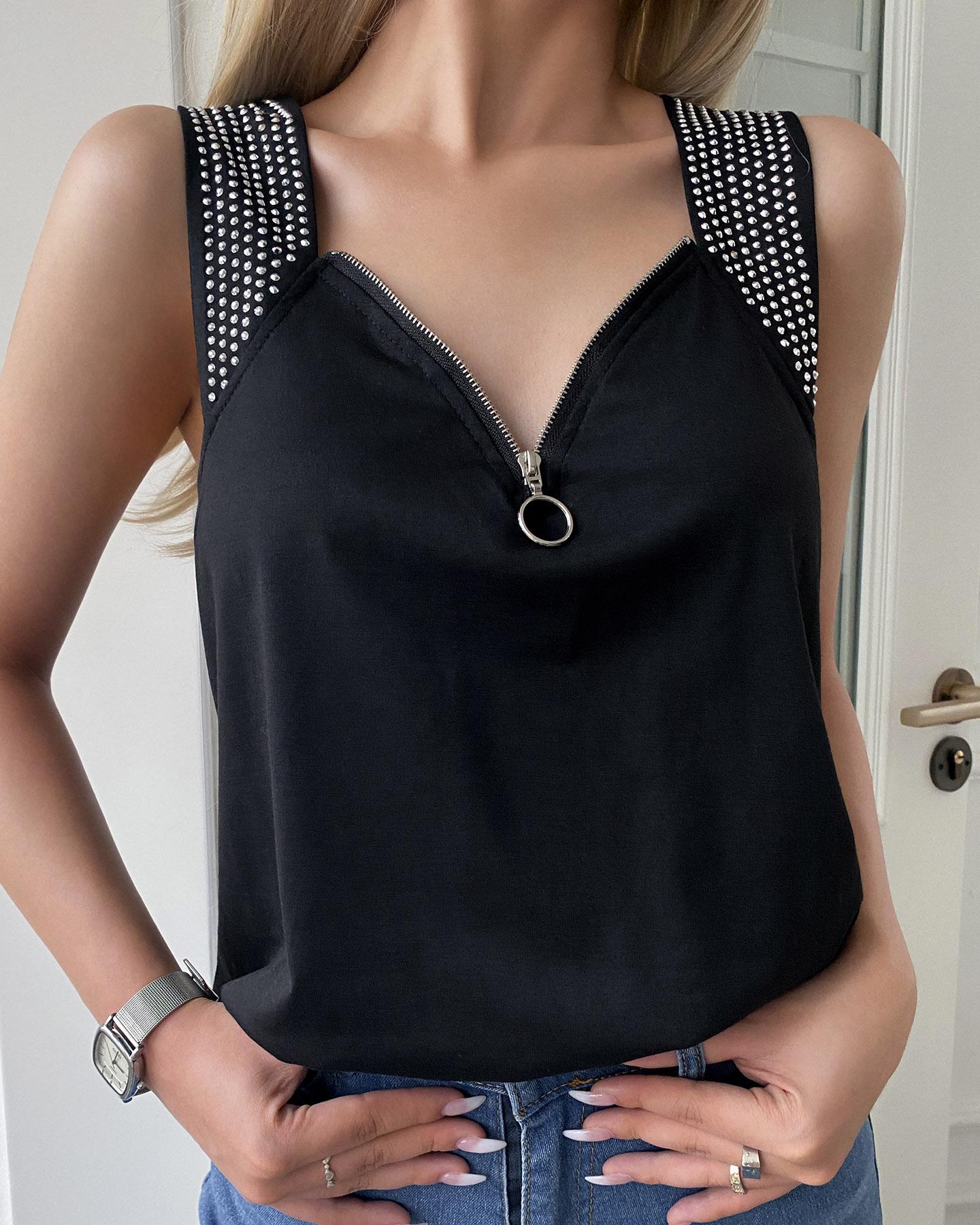 

Character Studded Zipper Front Cooling Vest, Black