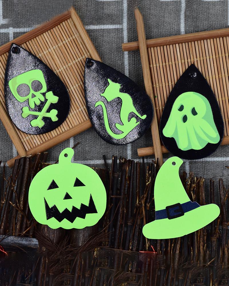 

1Pair Halloween Graphic Print Luminous Drop Earrings, Style1