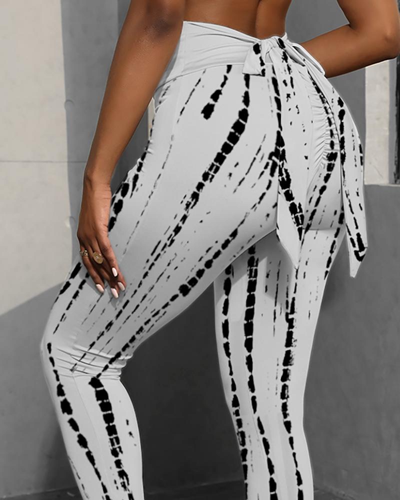 

All Over Print Workout Butt Lifting Scrunch Booty Leggings, White