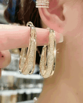 

Hollow Out Oval Earrings, Gold