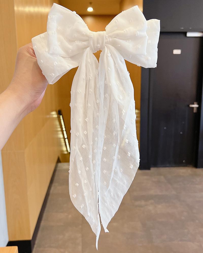 

1pc Wedding Veil Bowknot Hair Clip Swiss Dot Large Bow Bridal Hairpins, White