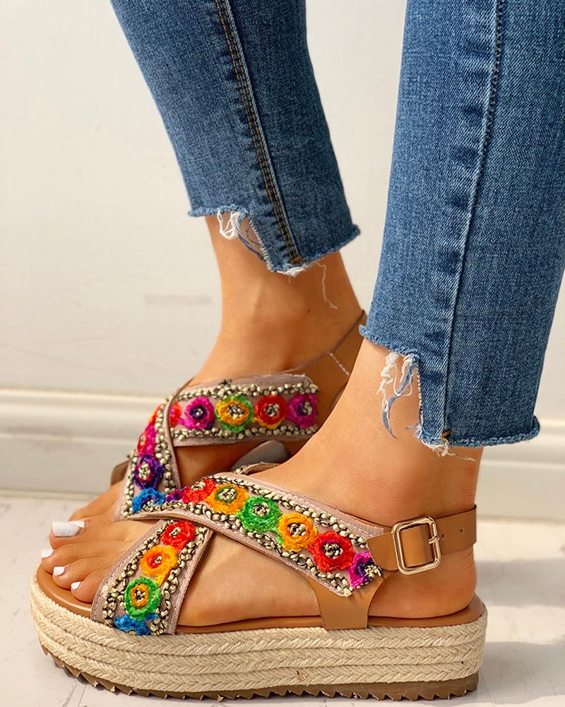 

Colorblock Crisscross Espadrille Platform Sandals, Multicolor