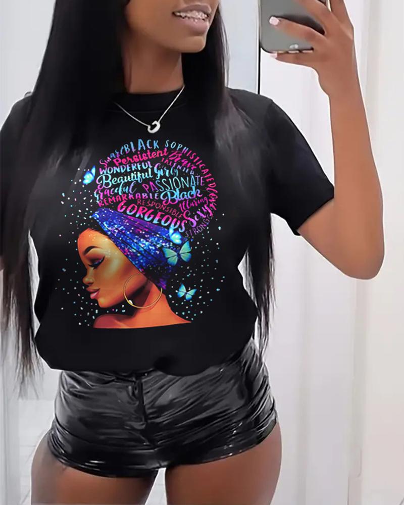 

Sophisticated Persistent Responsible Beautiful Passionate Gorgeous Woman Print Casual T-shirt, Black