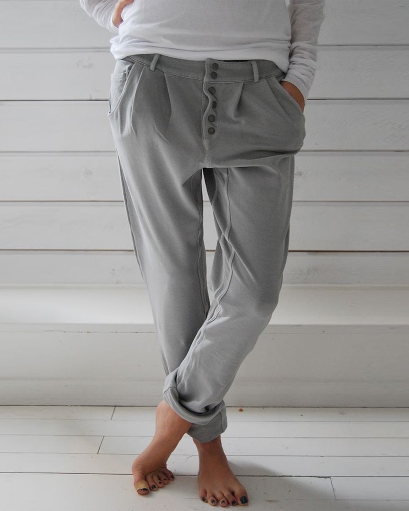 

Button Fly Pocket Detail Pants, Gray