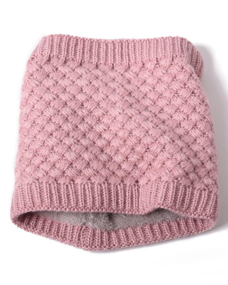 

Winter Collar Scarf Warm Girls Knitted Boys Fashion Simple Solid Color Scarf Neck Warmer, Pink