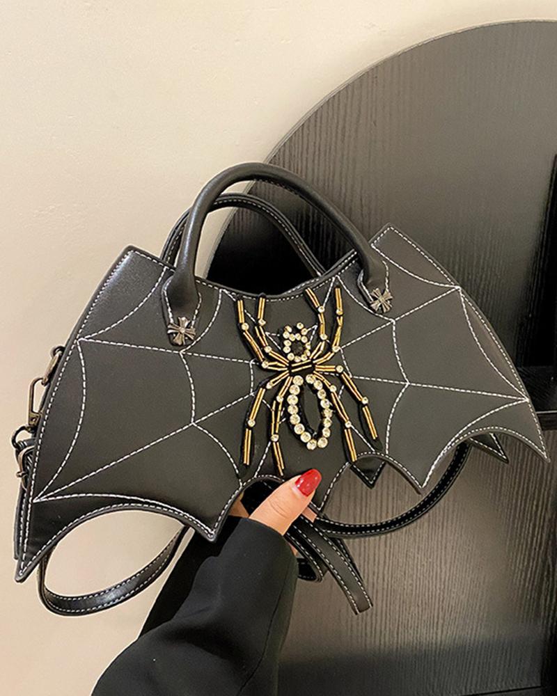 

Halloween Spider Web Shaped Funny Crossbody Handbag, Black