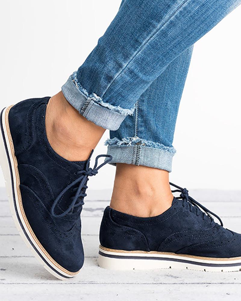 

Plain Lace-Up Oxford Shoes, Blue