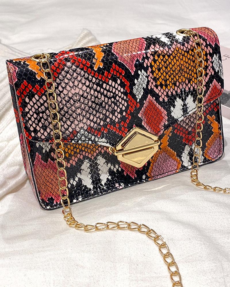 

Tie Dye Print Ombre Chain Strap Crossbody Bag, Red