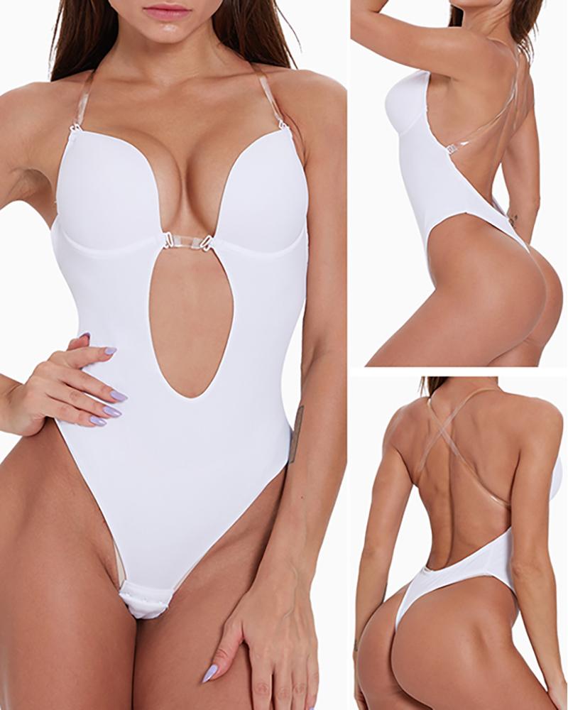 

Butt Lifting Tummy Control Shapewear Bodysuit, White