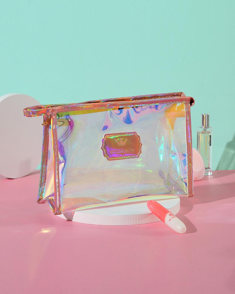 

Holographic Makeup Bag Portable Cosmetic Beauty Travel Pouch Waterproof Iridescent Makeup Organizer, Style3