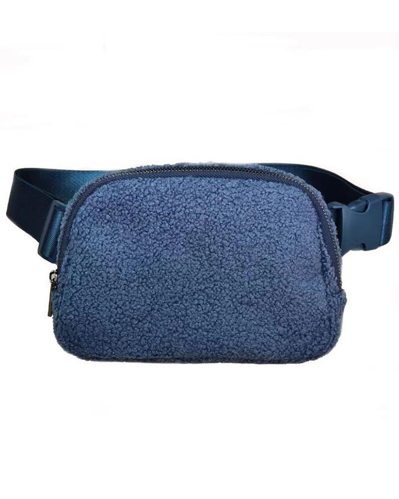 

Women's Sherpa Fanny Pack Personalized Monogram Crossbody Belt Bag, Blue