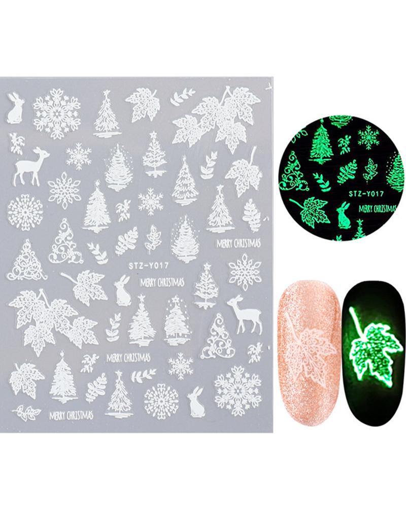 

1 Sheet Night Glow Luminous Christmas Pattern Nail Sticker, Style7