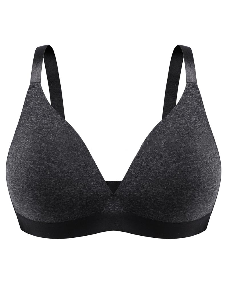 

Plus Size Seamless 3 Hook Back Full Coverage Wireless Lifting Bra, Dark grey