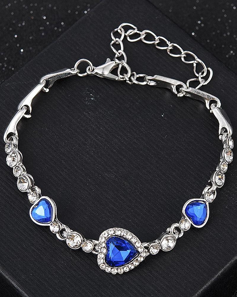 

1pc Mother's Day Gift Zircon Heart Bracelet, Silver