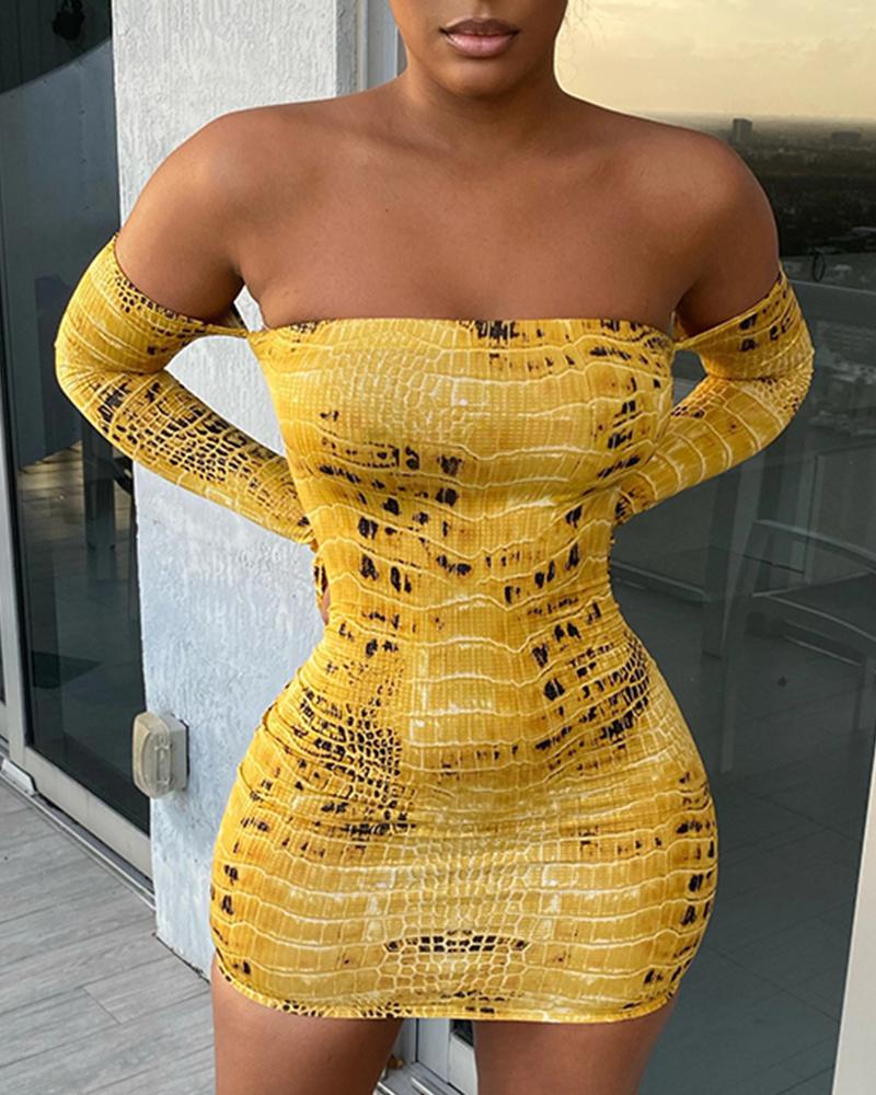 

Sexy Bodycon Tight Butt Tube Print Flora Short Dress, Yellow