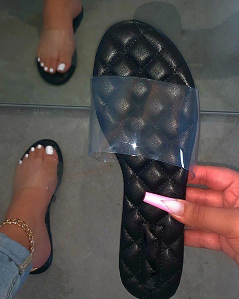 

Solid Open Toe Flat Sandals, Black