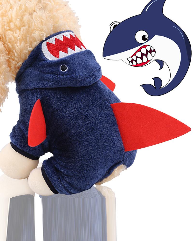 

Fluffy Pet Shark Costume, Blue