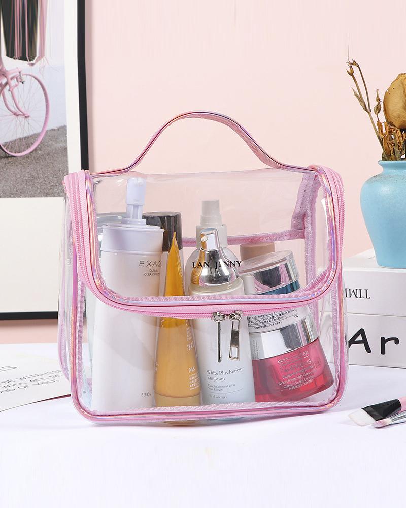 

Clear Makeup Bag Cosmetic Bag Waterproof Portable Travel Beauty Bag Multifunctional Toiletry Organizer, Pink