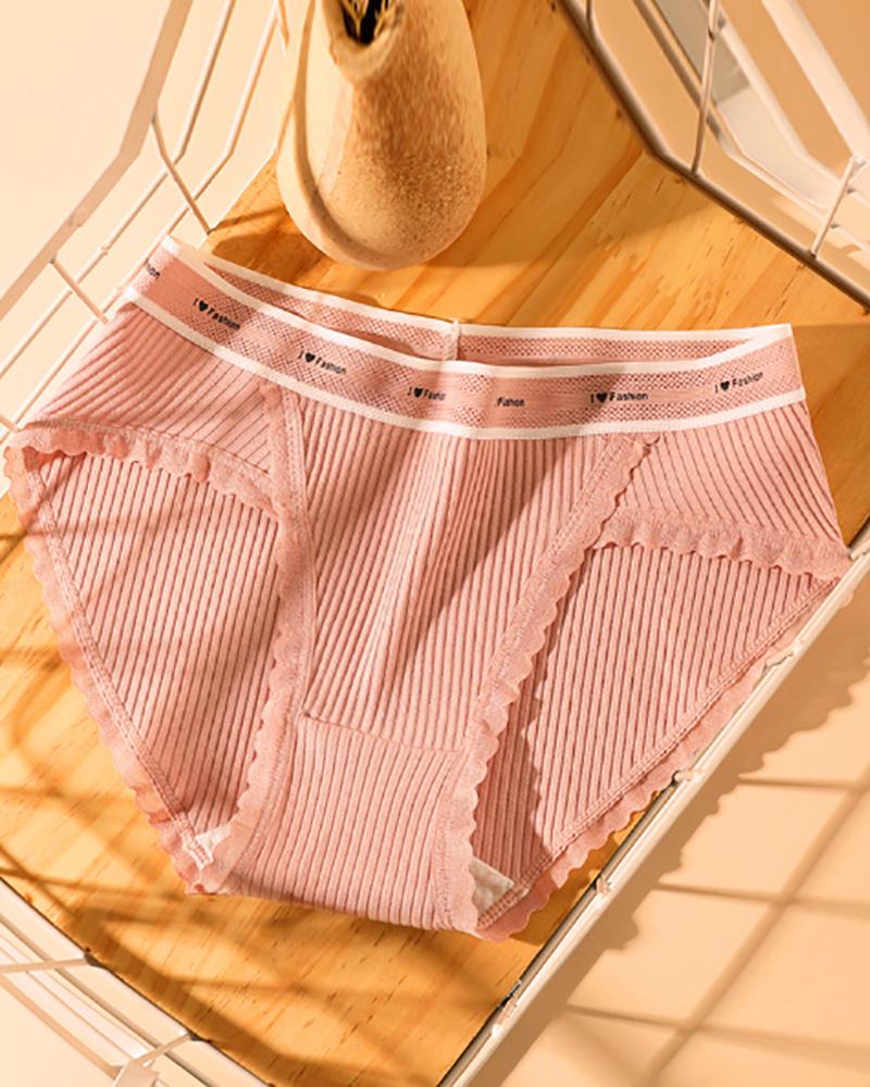 

3PCS/Set Letter Heart Trim Frill Hem Panty, Pink